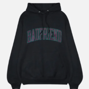 Black Hoodie with Green & Purple Badfriend Arch Logo