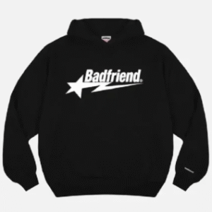 Black Hoodie with White Badfriend Star Logo