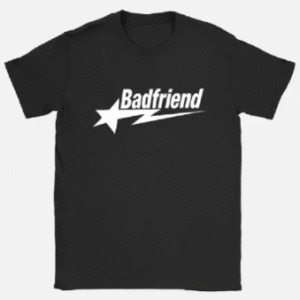 Black Tee with White Badfriend Star Logo