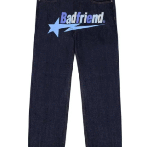 Dark Blue Jeans with Blue Badfriend Star Logo