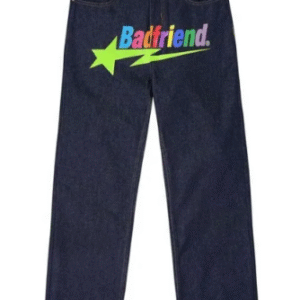 Dark Blue Jeans with Multicolor Badfriend Star Logo