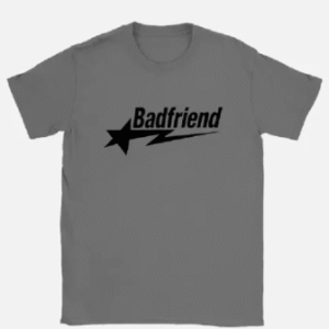 Grey Tee with Black Badfriend Star Logo