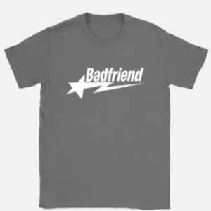 Grey Tee with White Badfriend Star Logo