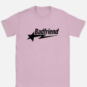 Pink Tee with Black Badfriend Star Logo