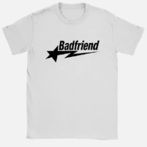 White Tee with Black Badfriend Star Logo